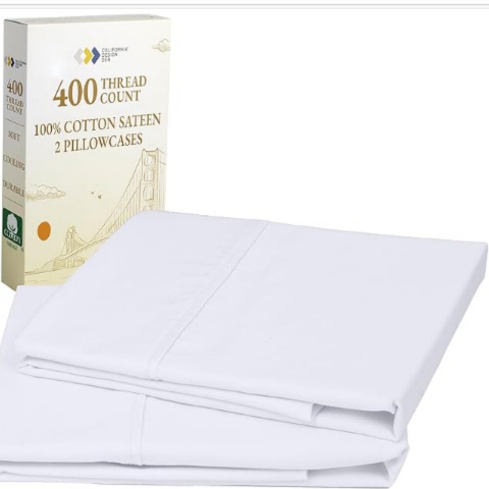 California Design Den King White Pillowcases 400 Thread Count